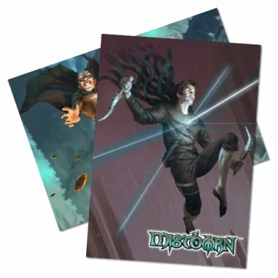 Mistborn House War Card Sleeves med 175 pokerstora kortfickor i stående och liggande format med Mistborn‑motiv.