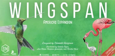 Wingspan Americas spelbox med hummingbird och flamingo.