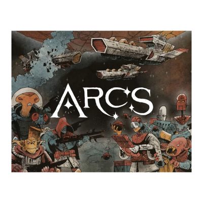 Arcs spelbox med sci-fi‑illustration och fraktionskaraktärer.