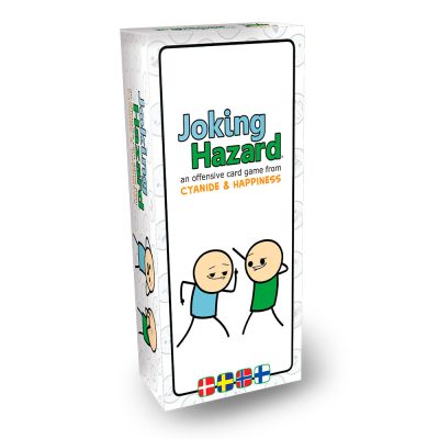 Joking Hazard spelbox med Cyanide & Happiness‑illustration.