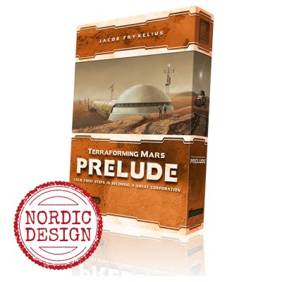 Terraforming Mars Prelude spelbox med futuristiskt Marslandskap.