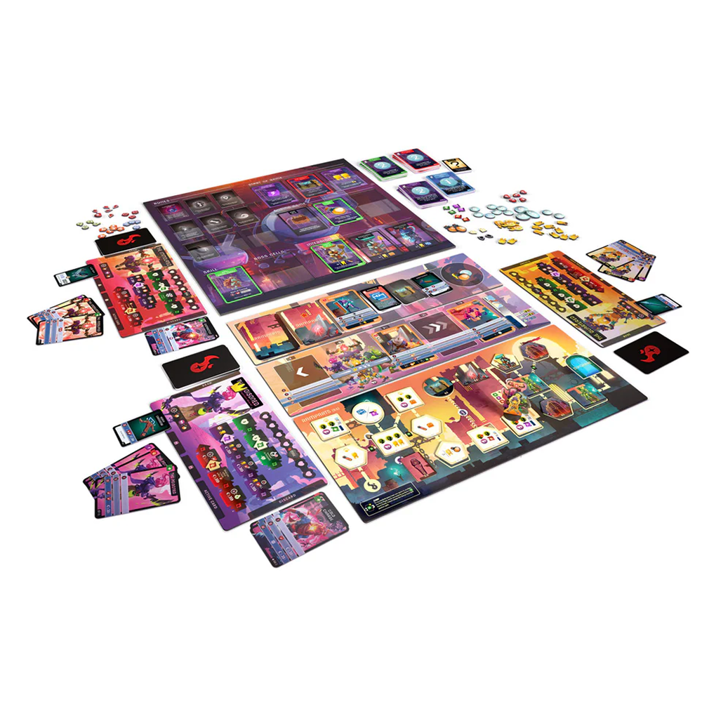 Dead Cells speluppdukning med futuristiska bräden och färgstarka tokens.