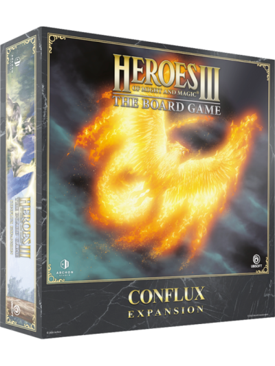 Heroes of Might & Magic III: Conflux Expansion spelbox med flammande fenixmotiv.