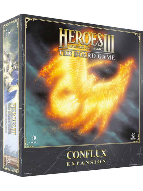 Heroes of Might & Magic III: Conflux Expansion spelbox med flammande fenixmotiv.