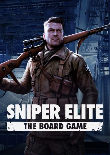Sniper Elite: The Board Game spelbox med militärt tema och sniperillustration.