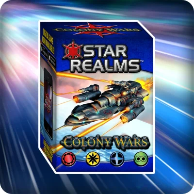 Star Realms: Colony Wars spelbox med rymdskepp och futuristiskt stridsmotiv.