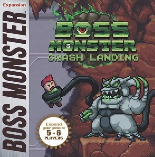 Boss Monster: Crash Landing spelbox med pixelgrafik och alienboss som fångar en hjälte.
