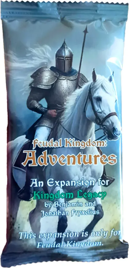Kingdom Legacy: Adventures expansionspåse med riddare på häst i fantasytema.