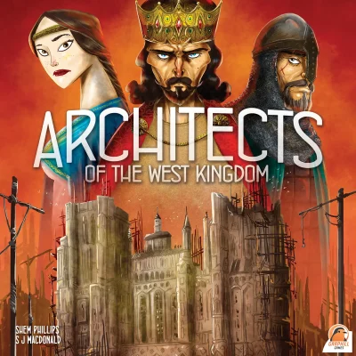 Architects of the West Kingdom spelbox med karaktärer och katedralbygge.