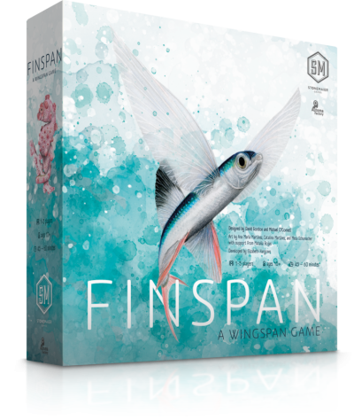 Finspan spelbox med flygfiskillustration och havstema.
