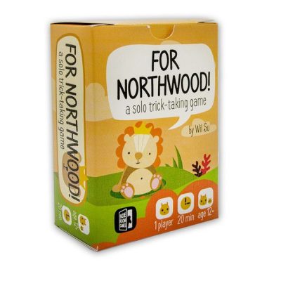 For Northwood! spelbox med tecknad lejonillustration och färgglad naturbakgrund.