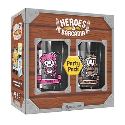 Heroes of Barcadia Party Pack med två tematiska glas i fantasystil.